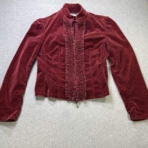 Vintage Y2K Express Burgundy Velour Zip Front Jacket Women's 2